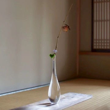 日式禪意玻璃花瓶水養綠植茶道茶桌擺件簡約雅致插花花器1入