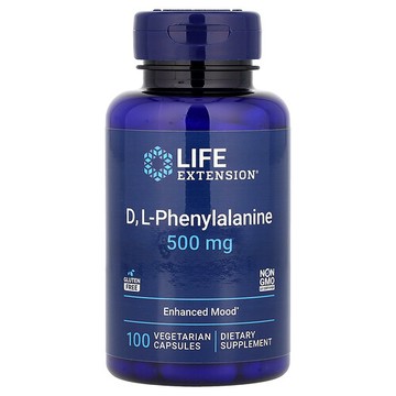 Life Extension, D ,L- 苯丙氨酸，500 毫克，100 粒素食膠囊