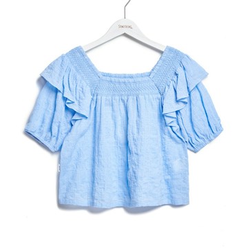 SOMETHING｜女裝｜方形領荷葉襯衫