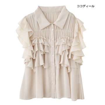 【ココディール】象牙色荷葉造型襯衫 O2W18048