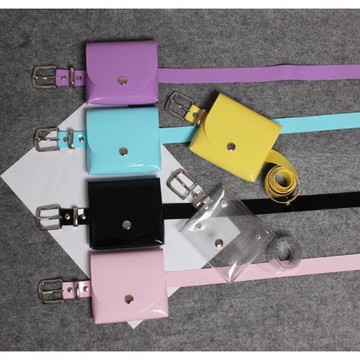 腰包女潮ins小迷你透明果凍鐳射彩色腰帶式時尚皮帶包手機包紫色