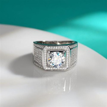 現貨+預購 頂級莫桑鑽石戒指925純銀戒指婚戒鑽戒子情侶戒指情人節禮物-滿天星男戒74lp18【獨家進口】【米蘭精品】