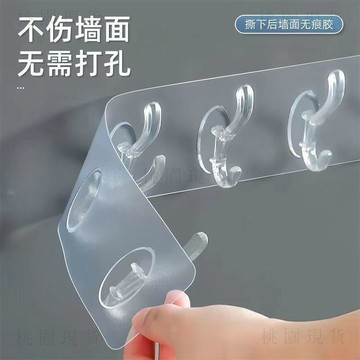 316現貸隔日達💥免打孔強力連排粘鉤門後廚房衛生間承重水晶掛鉤長排鉤子透明24