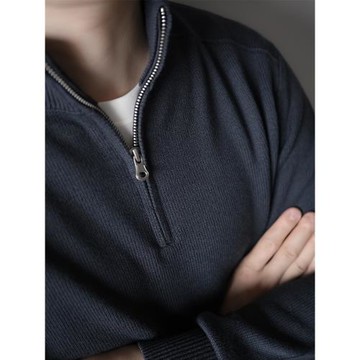 男士商務通勤輕熟風保暖內搭半拉鏈羊毛衫復古立領針織秋冬款毛衣