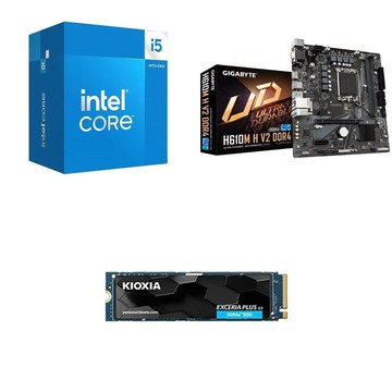 Intel 〈鈔省價〉i5-14400+技嘉 H610M H V2 D4 MATX主機板+鎧俠 1TB SSD