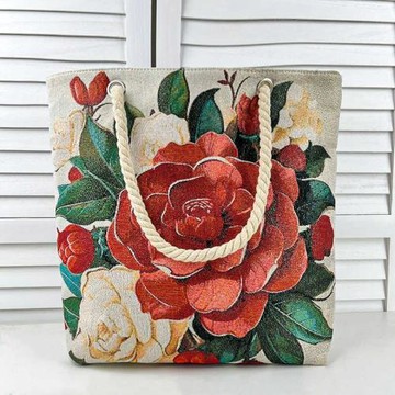 3D雙面刺繡手提包民族風洋氣單肩花色3D立體蝴蝶托特包大包帶拉鏈