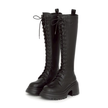 D+AF 女團風輕量厚底綁帶長靴