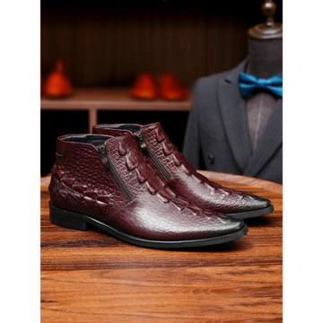 馬丁靴男款2025新款真皮英倫鱷魚紋尖頭切爾西靴商務正裝高幫皮鞋