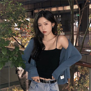 慵懶風新款針織開衫女網紅洋氣防曬衫百搭短款外套吊帶背心兩件套