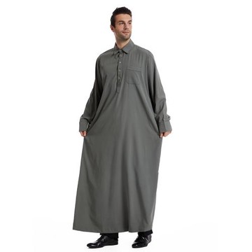 Shirt neck long robe Muslim men clothing thobe 男襯衫領長袍