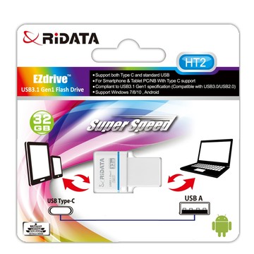 RIDATA錸德HT2 USB3.1Gen1+TypeC雙介面隨身碟32GOTG 白色