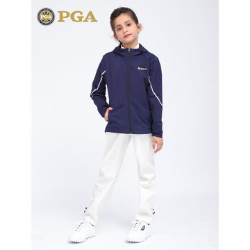 美國PGA兒童高爾夫球服裝防水女童長袖連帽秋冬季外套青少年風衣