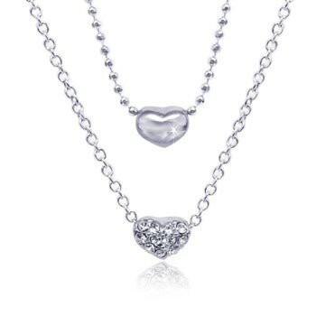 【Aguchi 亞古奇】奇雅系列‧心心相印-經典水鑽銀項鍊飾品(日本製)