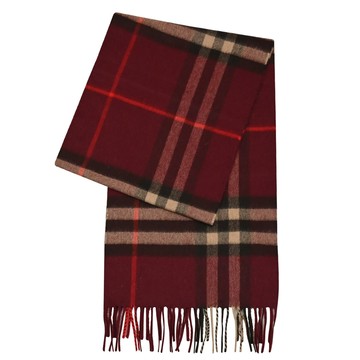 BURBERRY 8021695 經典格紋喀什米爾羊毛圍巾.勃根地紅
