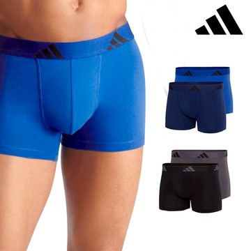 【adidas 愛迪達】FLEX COTTON TRUNK 2 PAIRS 男士 高彈柔棉舒適平口內褲二件組(兩款任選)