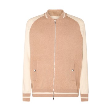Brunello Cucinelli - Beige And And Sand Virgin Wool And Cashmere Blend Varsity Cardigan