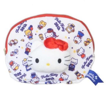 【震撼精品百貨】凱蒂貓_Hello Kitty~日本SANRIO三麗鷗 KITTY50週年紀念立體大臉半圓收納包*19752