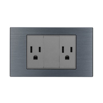 【易智快充】雙開三孔插座面板-金屬碳灰