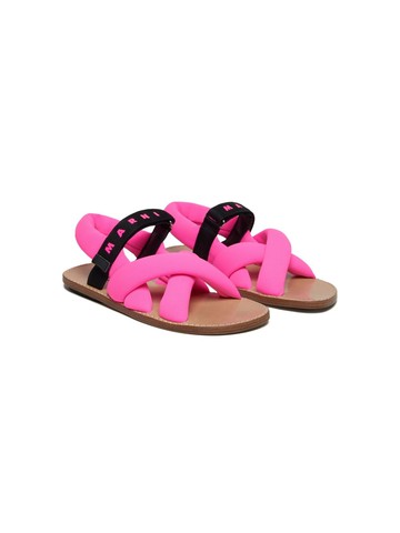 Marni Kids - logo-print padded sandals - kids - Calf Leather/Calf Leather/Polyamide/Polyester/Polyurethane/Viscose/Rubber/Elastane - 32 - MR485