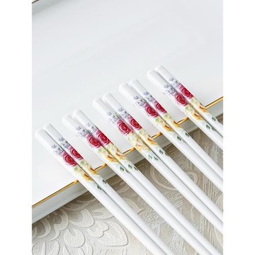 景德鎮陶瓷筷子防滑防霉骨瓷高檔10雙套裝家用歐式耐高溫餐具公筷