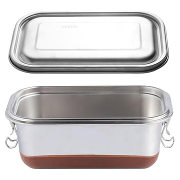 頂級304不鏽鋼單層分隔便當盒  1個  銀色