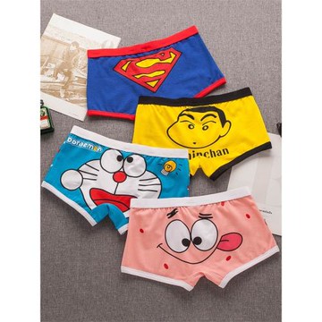 男士內褲卡通平角褲純棉新款男生透氣四角褲青少年可愛抗菌褲衩子