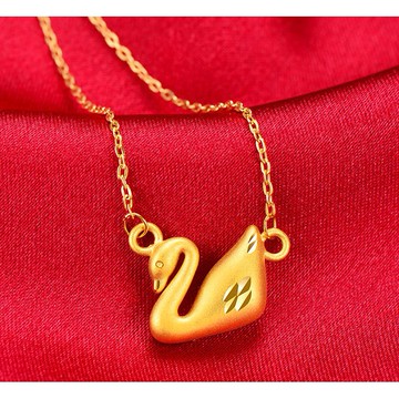 隔日到貨 亮面 金天鵝 仿999黃金 項鍊 不過敏 送禮大方N427