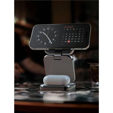 Magsafe磁吸三合一無線充電器桌面支架適用蘋果iphone16/15耳機applewatch充電座iwatch手表AirPods便攜式