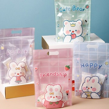 Mimi Party 可愛感性風手提夾鏈禮物包裝袋  50個  彩色兔子 粉色 + 藍色 + 紫色 + 綠色