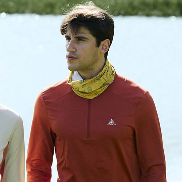 男款抑菌耐磨長袖排汗立領衫(A1PSGZ03M橙紅/抑菌排汗衣/排汗快乾/專業登山)