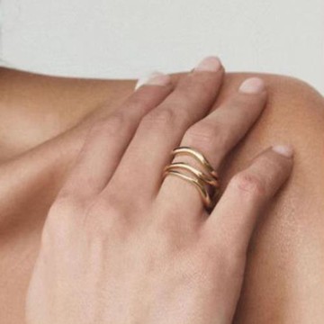 藝術扭曲戒指 層疊戴法 鈦鋼電鍍18k金 單個價格