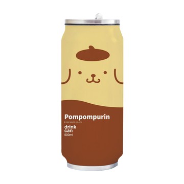 AKIRA 御衣坊 易拉罐保溫瓶 500ml 304不鏽鋼 內附吸管  布丁狗 黃色 + 咖啡色  1個