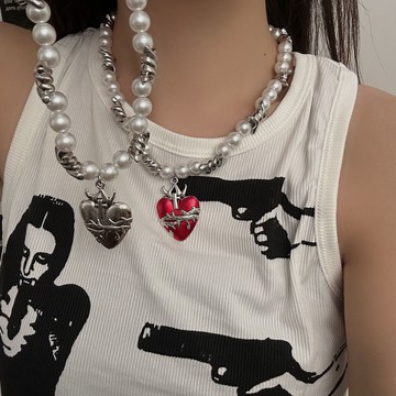 【台灣公司 可打統編】免運 暗黑風荊棘朋克拼接珍珠項鏈男女潮ins個性吊墜項鏈嘻哈鎖骨鏈女 可開發票 全館五折 工廠現貨直銷 新品特價 z9211