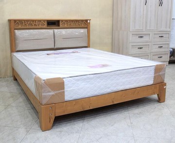 歐風別館米勒五尺柚木色鄉村風半實木雙人床架基隆至台中免運費