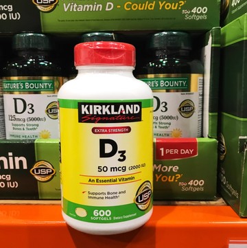 美國代購！原裝正品Kirkland/柯克蘭Vitamin維他命D3 2000IU 600粒
