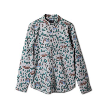 【KAVU】Linden 有機棉印花長袖襯衫 大腳怪在哪裡 #5109