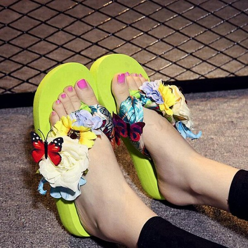 ビーチサンダル 厚底 サンダル レディース 花柄 フラワー ウェッジソール フラット ヒール3 3cm レデイース 鼻緒付きスリ 通販 Lineポイント最大get Lineショッピング