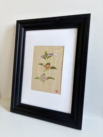 花鶴 日本刺繡藝術 100% 絲綢 手工刺繡・含畫框・將傳統工藝融入現代居家