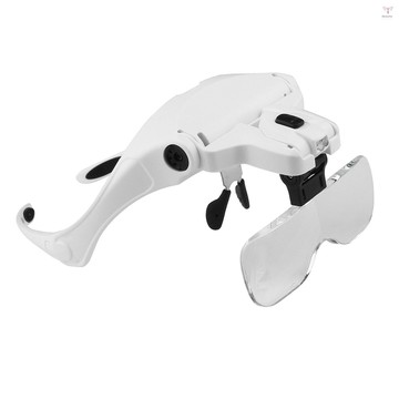 5 鏡頭 1.0X-3.5X 可調節支架頭帶眼鏡放大鏡放大鏡帶 2 個 LED 燈護目鏡放大工具