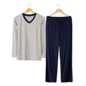 春秋男莫代爾家居服套裝 長袖長褲睡衣薄款居家冬休閑大碼兩件套