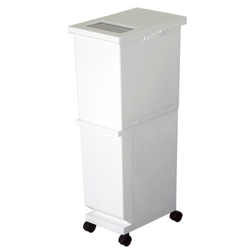 UNEED系列雙層雙用型分類附輪垃圾桶55L 黑色