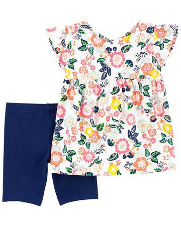 Kid 2-Piece Floral Jersey Top & Bike Shorts