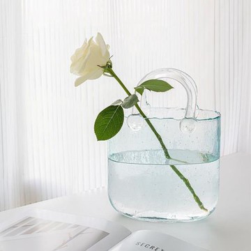 小紅書同款手提包花瓶玻璃網紅創意魚缸透明水培鮮花插花客廳餐桌