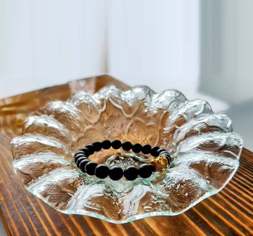 復古海棠花玻璃盤 文創玻璃 窯燒玻璃 壓花玻璃 海棠花 老屋 禮品