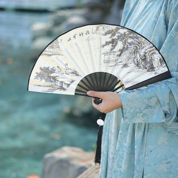 【國潮古風折扇】中式 ins風 學生款 帥氣折扇 古風扇 夏季日用扇 娟扇 帶流蘇扇墜 金屬扇 摺扇 扇子