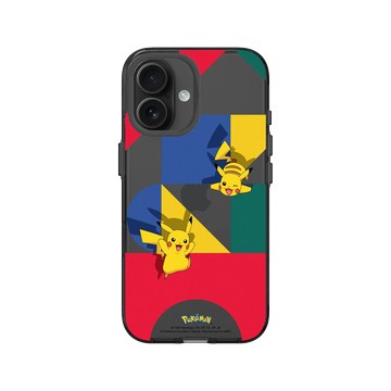 iPhone 16 Clear (相機按鈕) 酷墨灰 - 寶可夢 Pokemon - 皮卡丘與積木-繽紛版