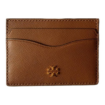 【TORY BURCH】素面皮革名片夾-焦糖