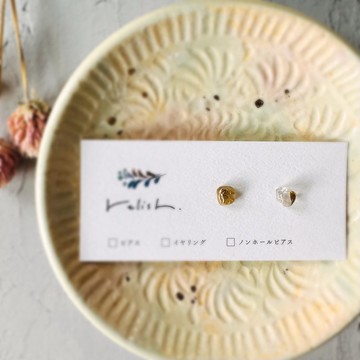 【再販】金紅石水晶 天然石 金繼 耳針 無耳洞耳環 耳夾 奢華 金 透明 簡約 小巧 精緻 禮物 贈禮