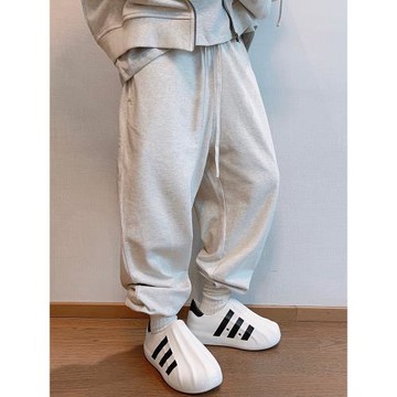 dannyandzee秋季潮牌百搭330g毛圈棉純色束腳褲衛褲男長褲運動褲