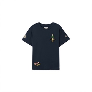 GIORDANO 童裝復古風格印花上衣 - 61 新海軍藍